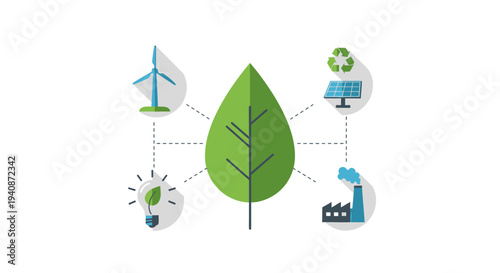 Set of 6 eco-friendly icons vector, green leaf and sustainable symbols