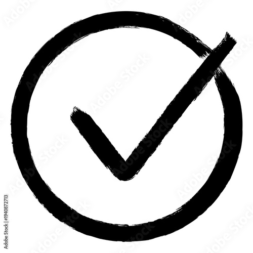 Black checkmark icon on white background, symbolizing approval and confirmation.