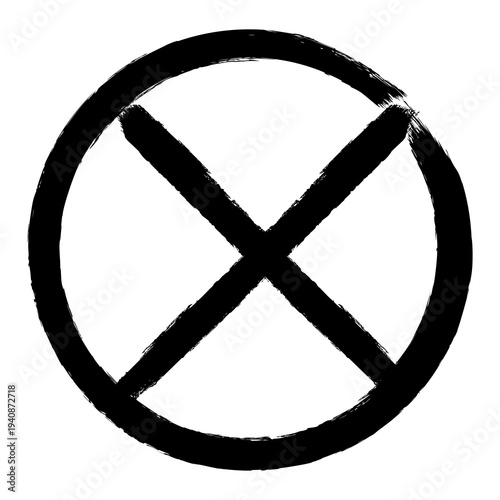 Black circle with a cross symbol on white background.