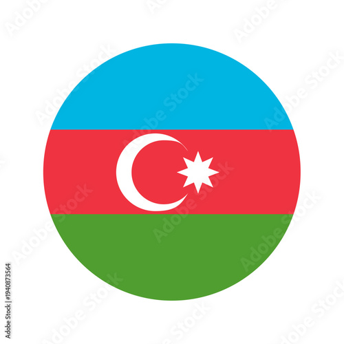 Azerbaijan Flag Circle Icon – Round Official Azerbaijani Flag Symbol
