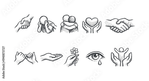 Hand gestures silhouette icon set. hand signals, communication icons silhouette style