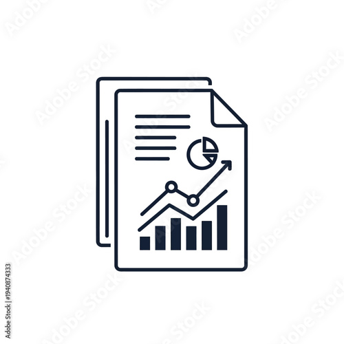 Data Analysis and Financial Reporting Icon Representing Growth and Statistics