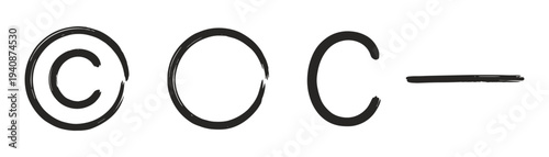 Copyright symbol illustration, creative commons, open source, with circle, C letter and a line
