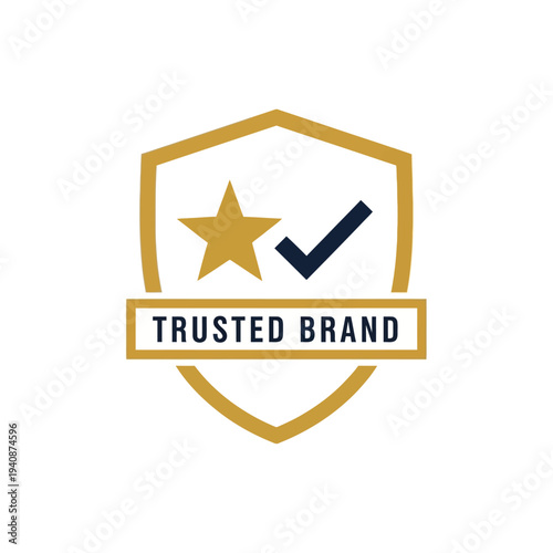 Trusted Brand Badge with Star and Checkmark, Symbol of Reliability and Quality Assurance