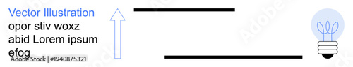 Innovation, creative thinking, direction, energy solutions, strategy, goal setting. Light bulb, upward arrow and horizontal lines. Innovation and creative thinking concept