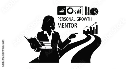 Personal growth mentor guiding success road