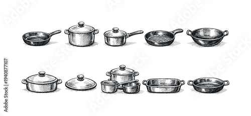 Cooking and kitchen utensil icon set. hand-drawn, outline, food, cooking collection.