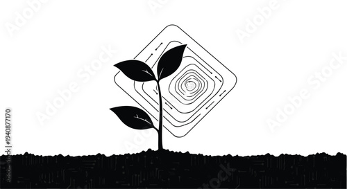 plant growing out of ground with abstract background