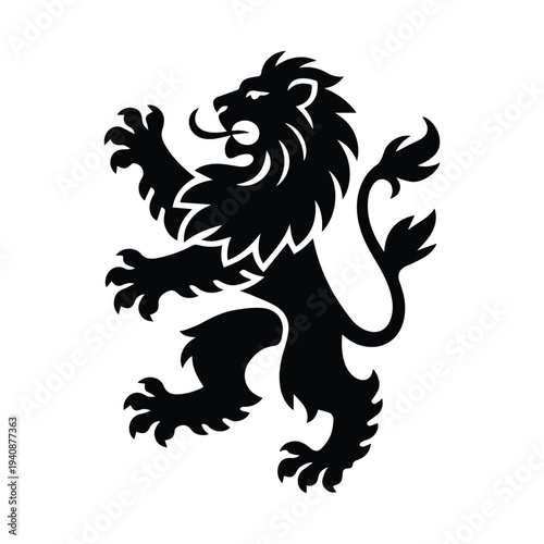 Majestic lion silhouette standing strong with fierce expression