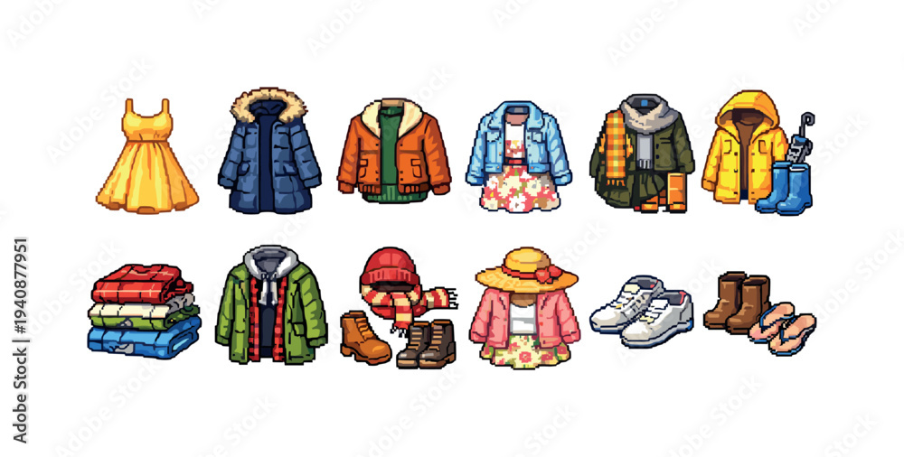 Fototapeta premium Clothing silhouette icon set. fashion, apparel, outfit, wardrobe, textile icons collection.