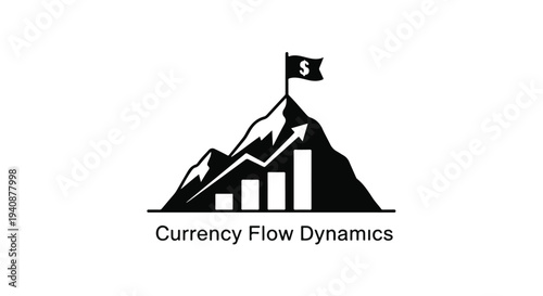 Financial growth concept with mountain and flag