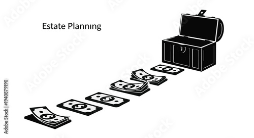 Money flowing into a treasure chest