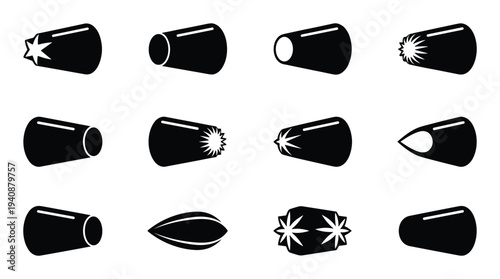 Pastry piping bag nozzle icons vector set, professional cake decorating tips and tools for creating diverse frosting designs