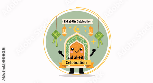 Eid Family Celebration Gathering with Lanterns Traditional Attire