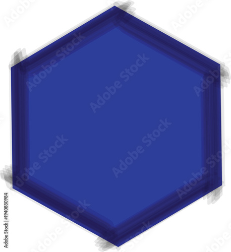  described showcases a blue hexagon that appears to have depth due to its layered design and varying shades of blue. This three-dimensional effect is likely achieved through gradients or shading 