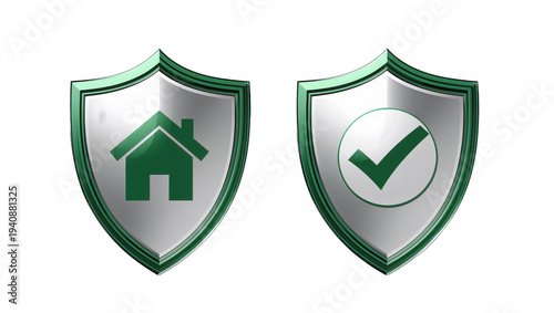 Shield icons for home protection and verification