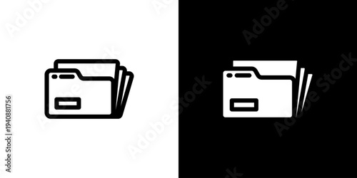 Folder icon concept with flat Black White Background. Vector illustration.