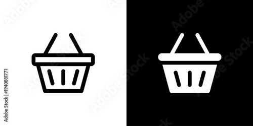 Shopping Basket icon concept with flat Black White Background. Vector illustration.