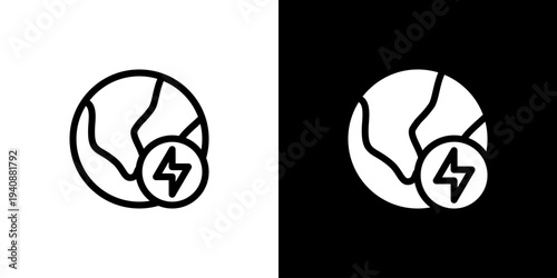 Global Energy Power icon concept with flat Black White Background. Vector illustration.