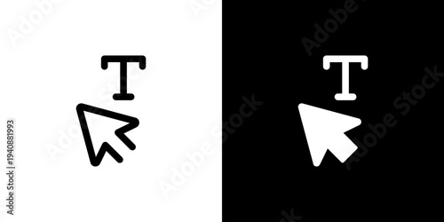 Font Text Selection icon concept with flat Black White Background. Vector illustration.