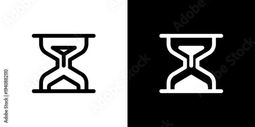 Hourglass Waiting Status icon concept with flat Black White Background. Vector illustration.