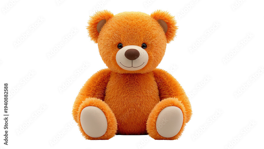 Obraz premium A cute orange teddy bear sitting on a black background