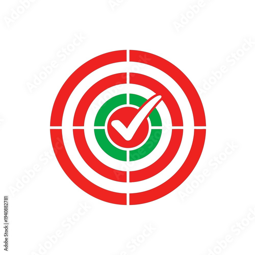 Achieving your goals with precision a red and white target with a green checkmark symbolizing success and accuracy