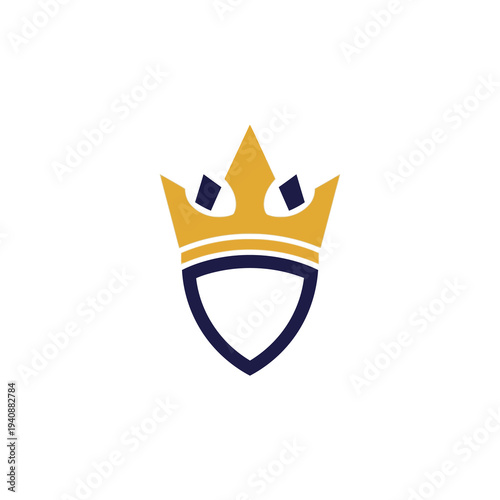 Royal crest with a golden crown and blue shield, symbolizing power, authority, and prestige in a regal emblem design