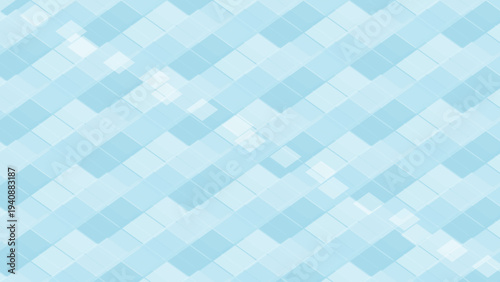 Seamless abstract geometric pattern with overlapping translucent blue squares in diagonal arrangement, gradient depth design for wallpapers, textiles, and modern digital art projects