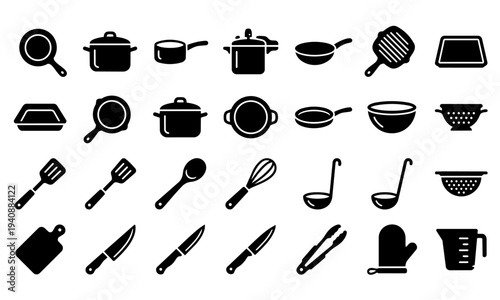 Kitchenware and Cooking Tools Icon Set