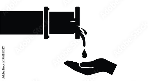 black faucet dripping water into hand