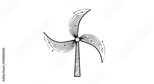 wind turbine illustration renewable energy symbol