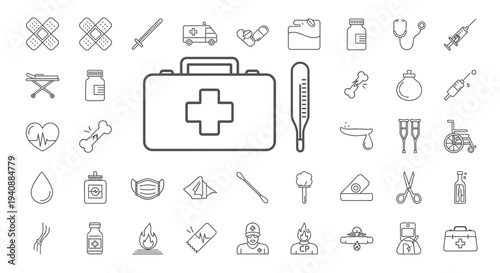 Collection of Medical Icons and Symbols for Healthcare.