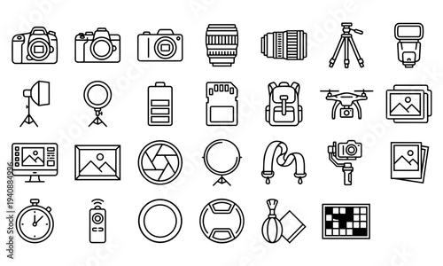 Photography and Videography Equipment Icons