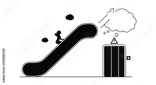 Businessman slides down corporate ladder to freedom and success