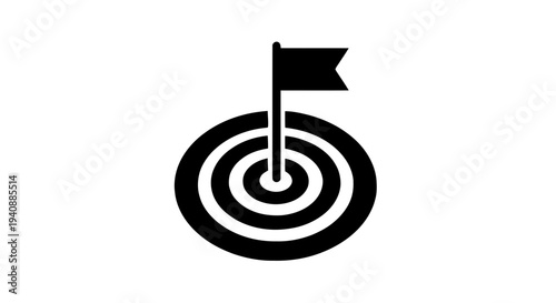 Vector illustration of target icon with flag on a transparent background