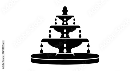Vector illustration of decorative tiered water fountain icon on a transparent background