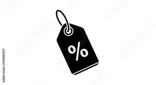 Vector illustration of discount price tag with percentage symbol on a transparent background