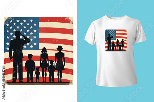 American Flag Silhouette, Back and white screen printing USA flag, Flags of the United States of America, USA Patriotic 4th of July Decorative Flags, Vector illustration