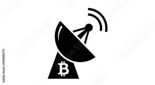 Vector illustration of bitcoin satellite dish icon on a transparent background
