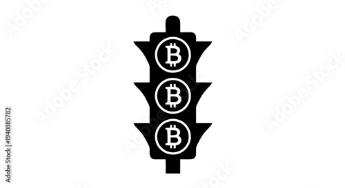 Vector illustration of bitcoin traffic light icon on a transparent background