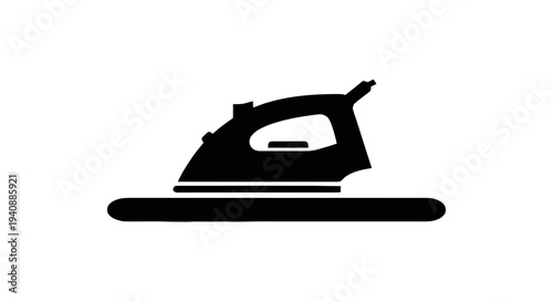 Vector illustration of clothes iron icon, household appliance silhouette on a transparent background
