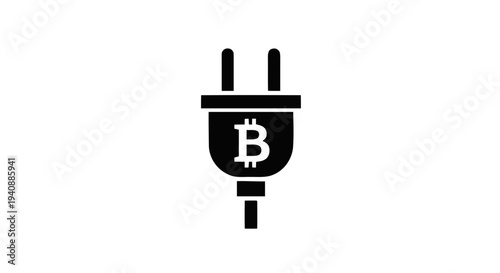 Vector illustration of bitcoin power plug icon on a transparent background