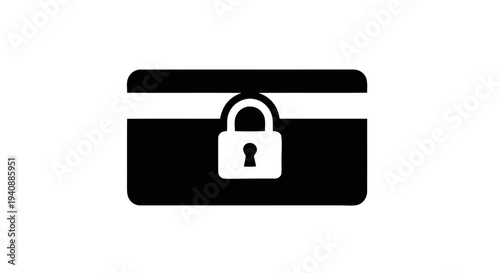 Vector illustration of credit card with padlock icon on a transparent background