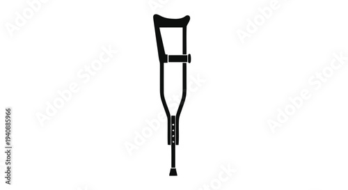 Vector illustration of black silhouette of an underarm crutch for medical support on a transparent background