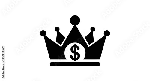 Vector illustration of crown with dollar sign icon representing financial power and wealth on a transparent background