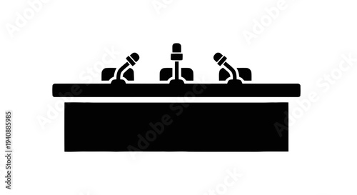Vector illustration of press conference podium with microphones icon on a transparent background