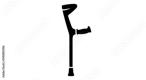 Vector illustration of black silhouette of a forearm crutch icon on a transparent background