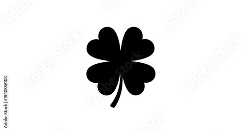 Vector illustration of black four leaf clover silhouette icon on a transparent background