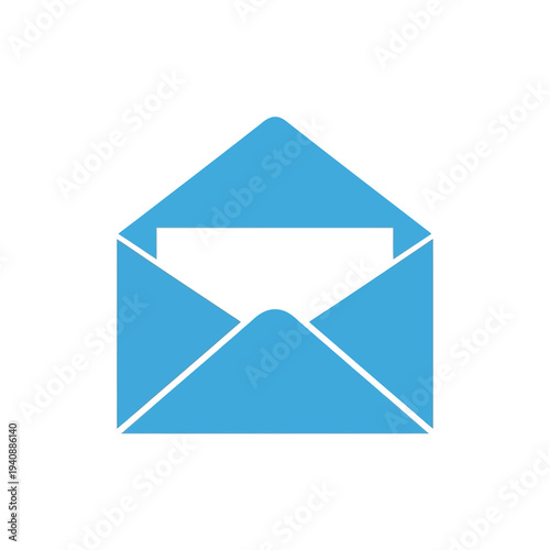 Simple blue open envelope icon symbolizing new messages, direct communication, and a clear pathway to information exchange